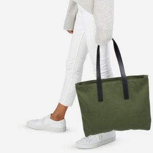 Everlane Olive Twill Canvas Zip Tote